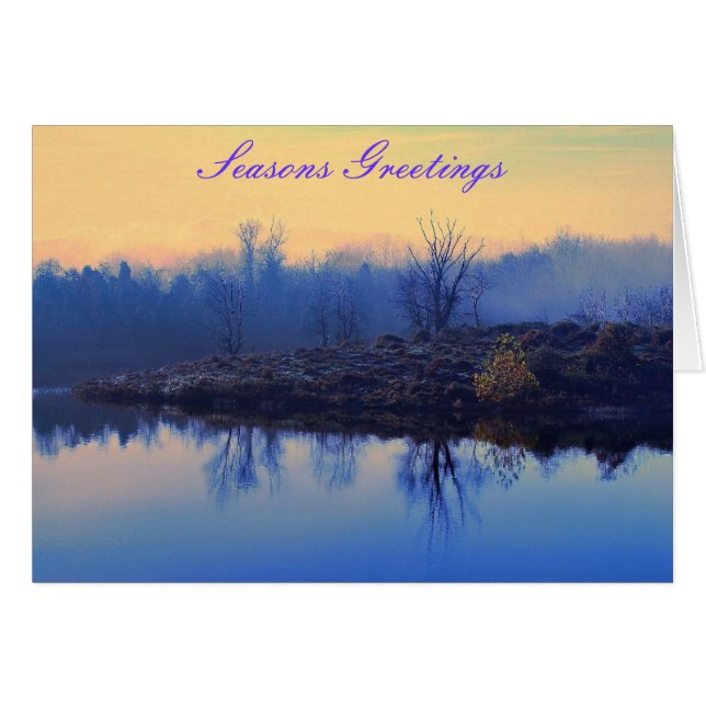 Seasons Greetings Card (lake & woods photo scene) (Anverso (Horizontal))