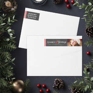 Seasons Greetings Chalkboard Photo Return Address