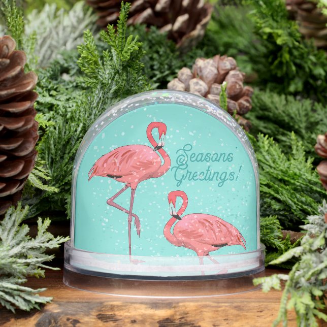 Seasons Greetings Flamingos Retro Christmas (Invierno)