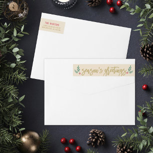 Seasons Greetings Gold Modern Return Address