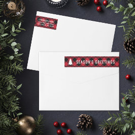 Seasons Greetings Red Buffalo Plaid Return Address
