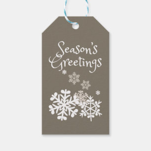Seasons Greetings Snowflakes Holiday Gift Etiqueta