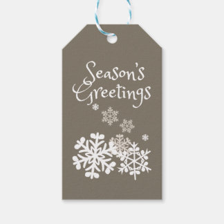 Seasons Greetings Snowflakes Holiday Gift Etiqueta