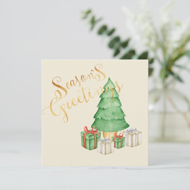 Seasons Greetings Watercolor Navidades Elegante (Anverso de pie)