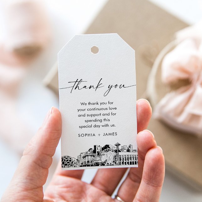 Seattle Skyline Boda Gracias Etiqueta De Favor (Subido por el creador)