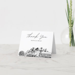 Seattle Skyline Sketch Blank Gracias Tarjeta