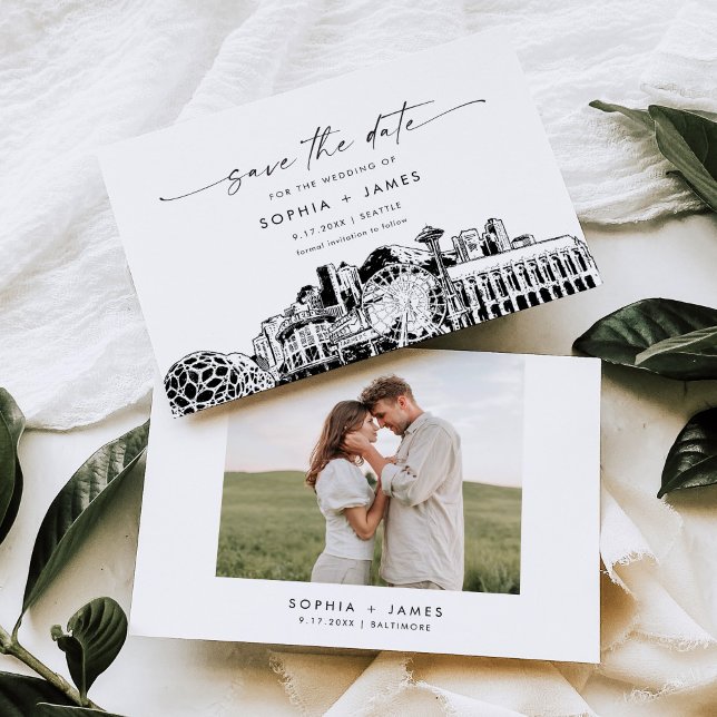 Seattle Skyline Wedding Guardar la tarjeta de fech (Subido por el creador)