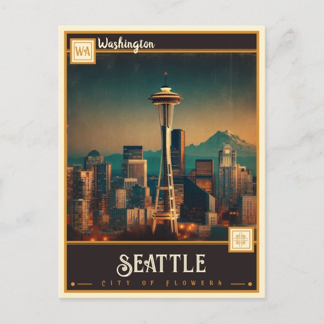 Seattle, Washington| Tarjeta Postal Antigua (Anverso)