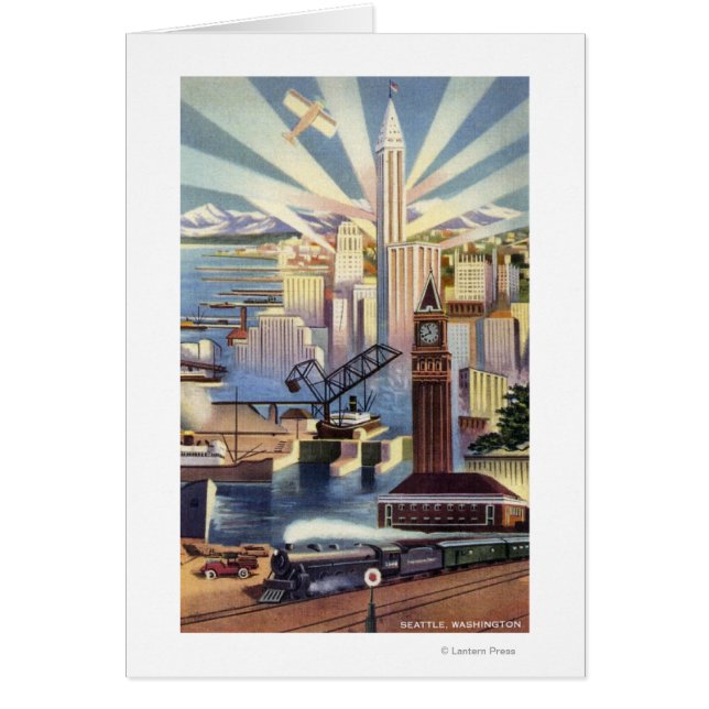 Seattle, Washington - Vista del centro de la ciuda (Frente)