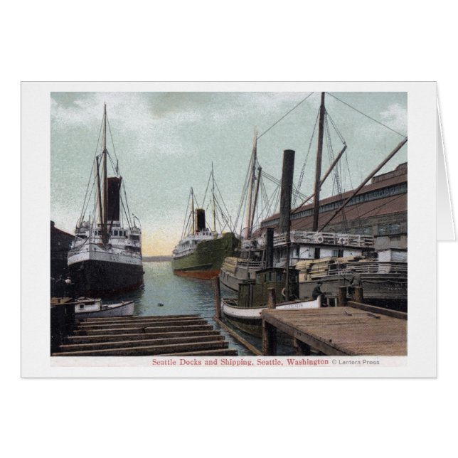 Seattle, WashingtonView del muelle y los barcos (Anverso (Horizontal))