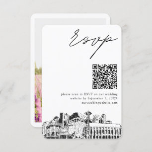 Seattle Wedding RSVP Código QR Tarjeta de cierre p