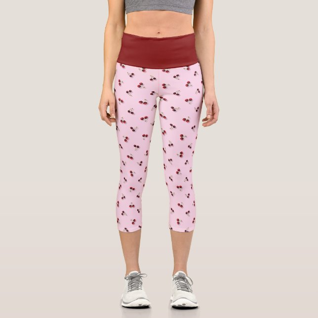 Secas de arándanos de alta Waisted Capris Leggings (Anverso)