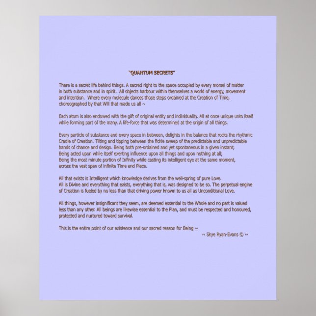 "SECRETOS DE CUANTO" © Impresión de prosa o Poster (Frente)