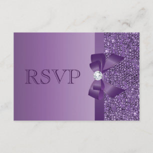 Secuencias impresas púrpura, Boda RSVP Bow & Diamo