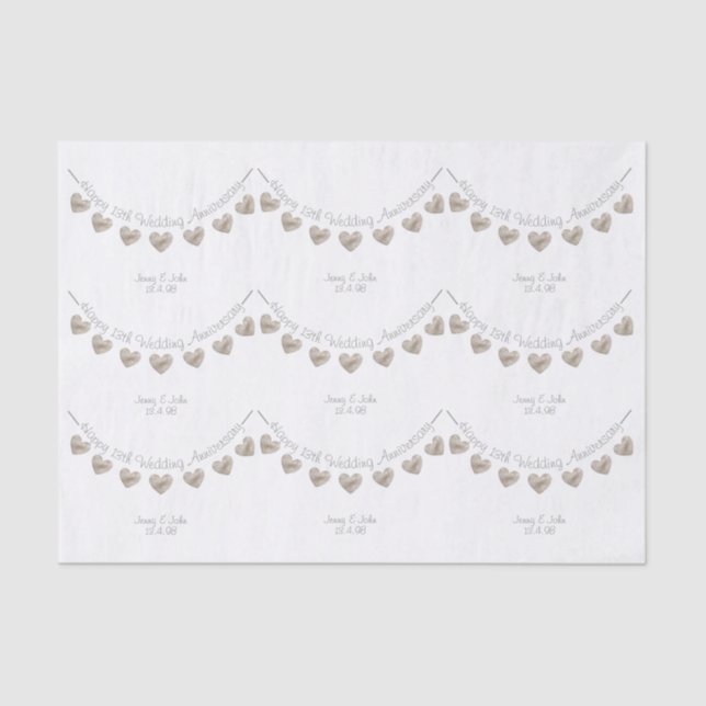 Seda 13.º Boda Aniversario de papel de tejido cardíaco  (Anverso)