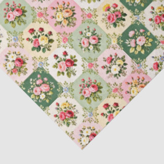 Seda 6 viñetas florales vintage en papel de seda.