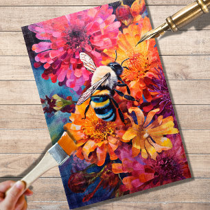 Seda Abeja en papel de árbol de descomposición de flore