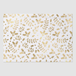 Seda Acebo de Navidad de papel de aluminio blanco y dor