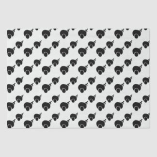 Seda afro y recoger papel de tejido blanco y negro