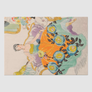 Seda Alberto Vargas Art Deco Papel de tono de desunión