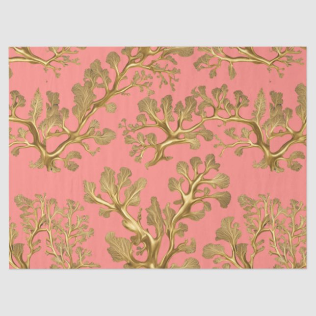 Seda Algas marinas de oro en papel coral (Anverso)