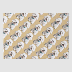 Seda Amigo de Bichon lindo sobre fondo de papel acoplad