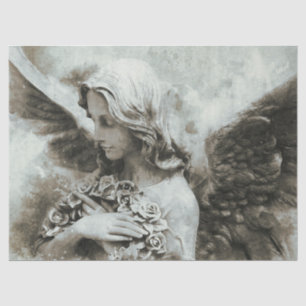 Seda ángel de papel tisular de rosas