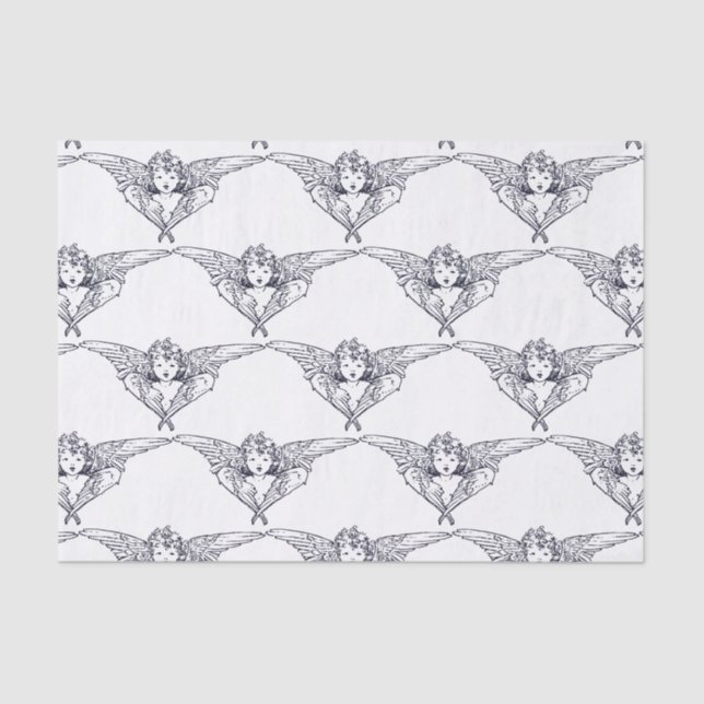 Seda ÁNGELES DE Papel Tejido EN AZUL Y BLANCO (Anverso)