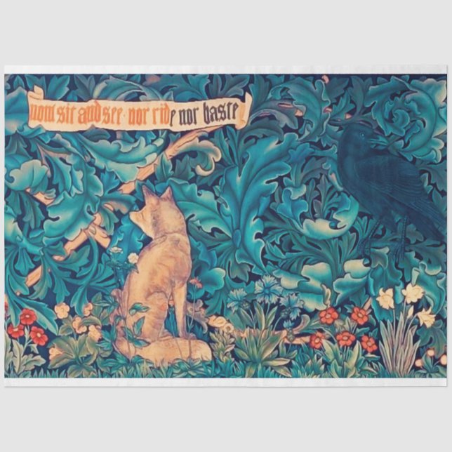 Seda Animales en el bosque, papel de tejidos de William (Anverso)