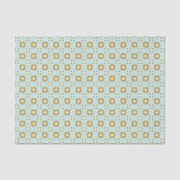 Seda Aqua con luz geográfica floral y papel de té dorad