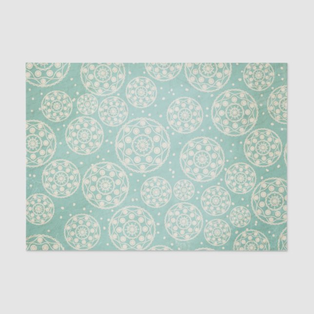 Seda Aqua Snowflake Círculos Papel de tejidos (Anverso)