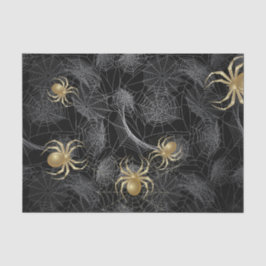 Seda Arañas doradas sobre papel de tejidos negros