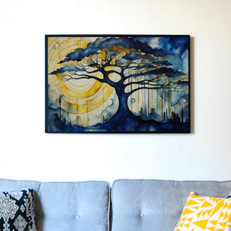 Seda Árbol azul en papel de árbol de descomposición de