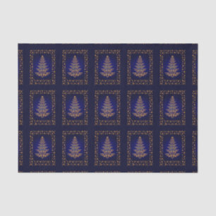 Seda Árbol De Navidad Azul Y Papel Tejido De Estrellas