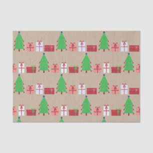 Seda Árbol de Navidad y regalos en papel de tejidos pek
