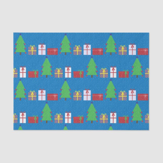 Seda Árbol de Navidad y regalos sobre papel de tejidos  (Anverso)