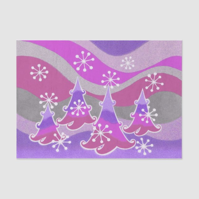 Seda Árboles de invierno Papel de tejido púrpura (Anverso)