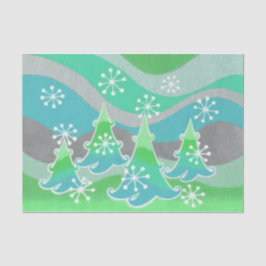 Seda Árboles de invierno Papel de tejido verde