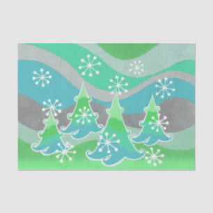 Seda Árboles de invierno Papel de tejido verde