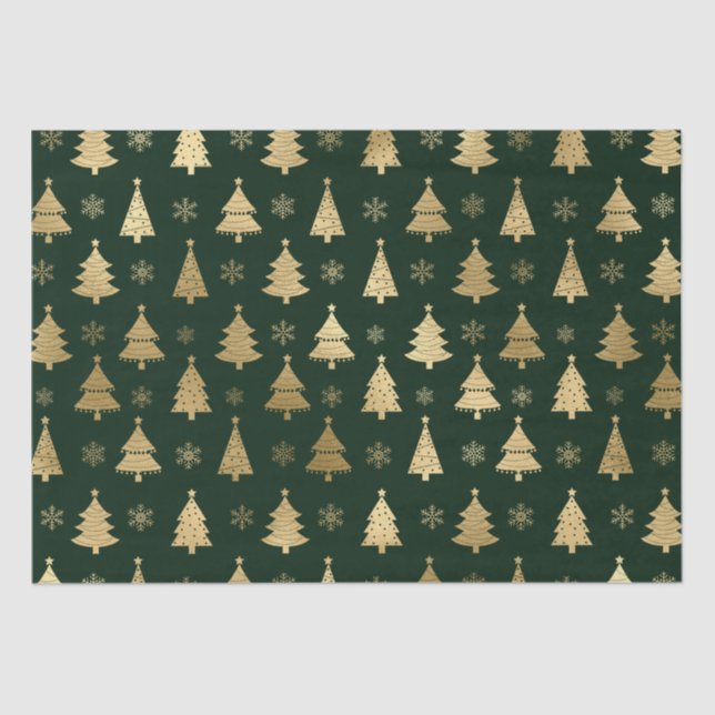 Seda Árboles de Navidad de papel de aluminio verde y do (Anverso)