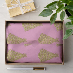 Seda Árboles de Navidad Dorados Glam sobre papel de sed