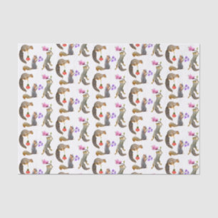 Seda Ardillas con papel de tejidos de flores