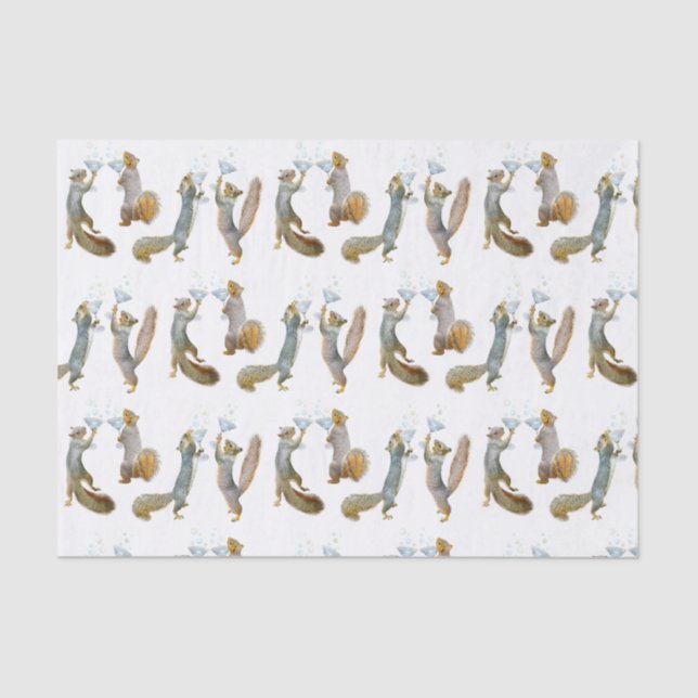 Seda Ardillas con papel de tejidos martinis (Anverso)