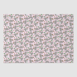 Seda Ardillas grises sobre papel de tejido rosado