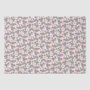 Seda Ardillas grises sobre papel de tejido rosado