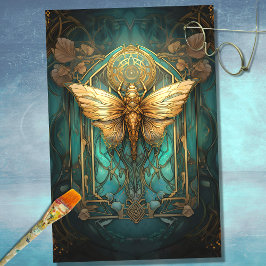 Seda Art Nouveau Cicada 1 Papel de descomposición