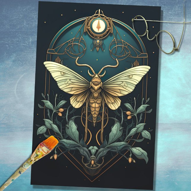 Seda Art Nouveau Moth 1 Papel de descomposición (Subido por el creador)