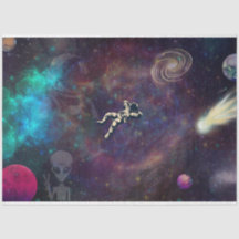 Astronauta flotando en papel de descontaminación e