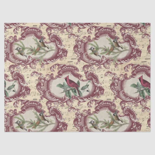 Seda Aves antiguas y papel de desconchado de música de  (Anverso)