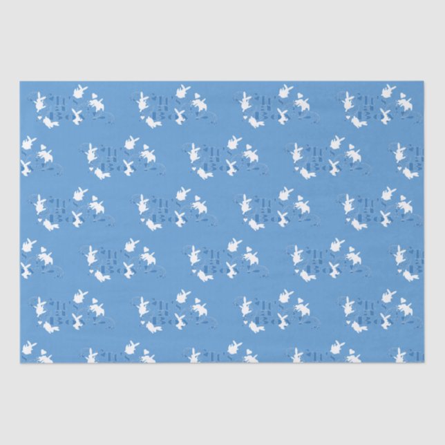 Seda ¡Bailar conejitos es un chico! Papel de tono azul (Anverso)